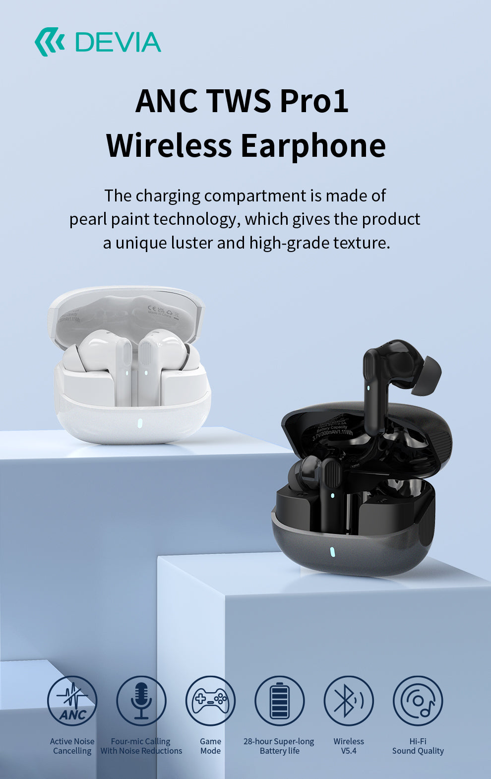 DEVIA ANC TWS Pro1 Wireless Earphone EM408