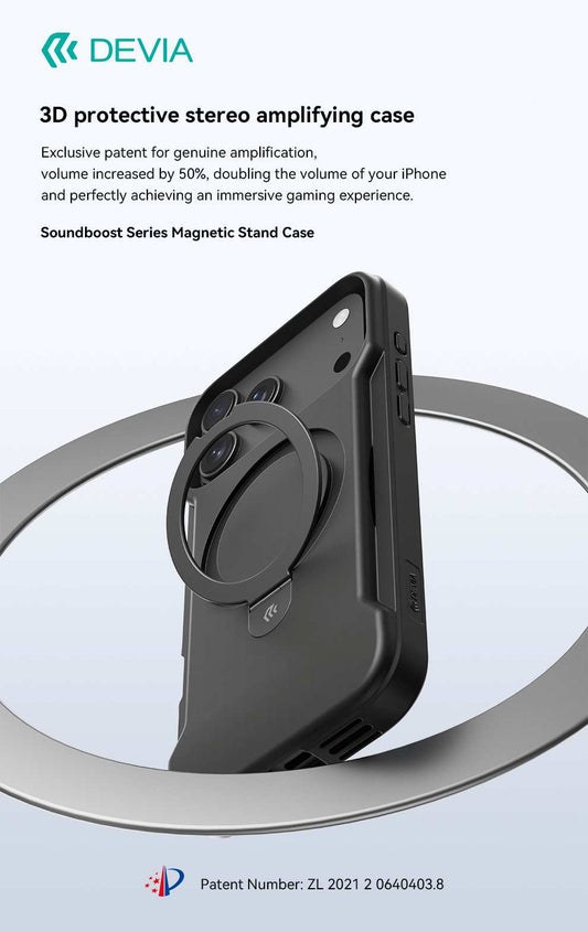 DEVIA Soundboost Series Magnetic Stand Case with MagSafe for iPhone 17 Series (2025) - Black