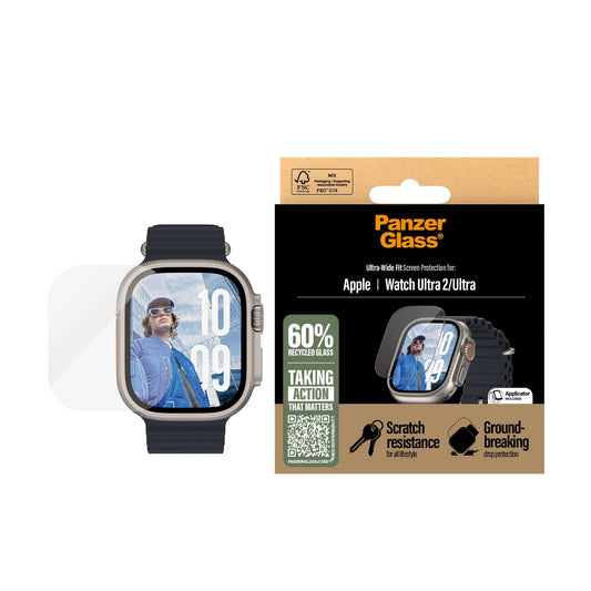 PanzerGlass Ultra-Wide Fit Screen Protector for Apple Watch Ultra 4/3/2/1 49mm (2026-2024)