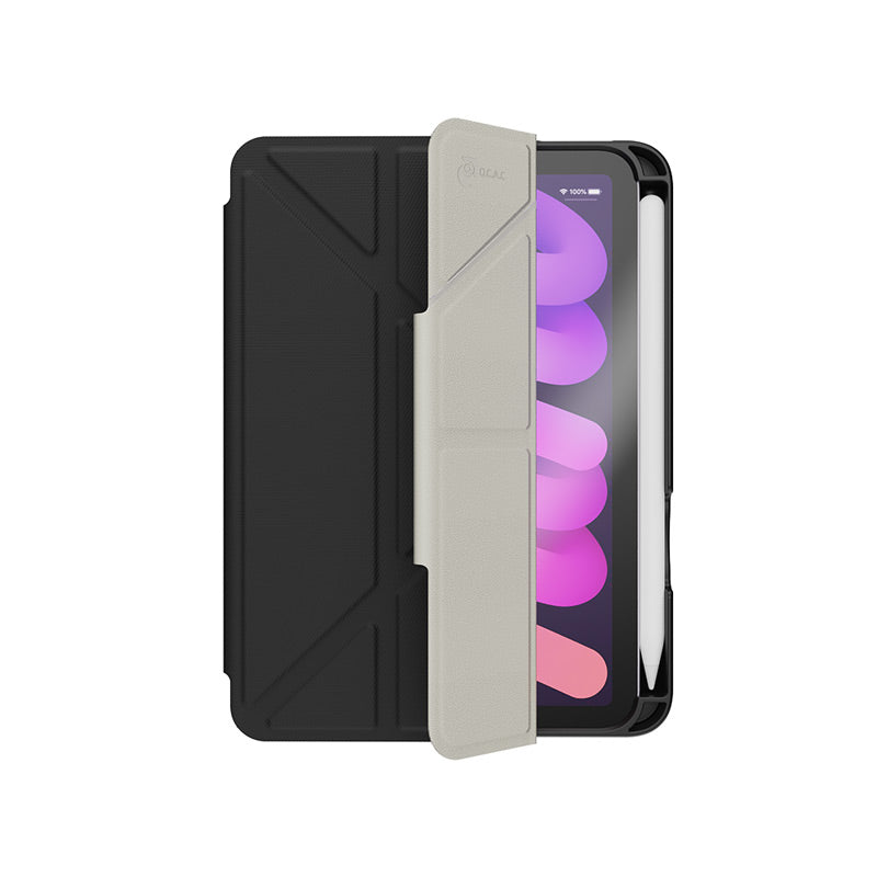 JTLEGEND Ness mini Q.C.A.C. Folio Case with Apple Pencil Holder & Magnetic Clip for iPad mini 8.3" (2021/2024) - Black