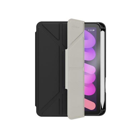 JTLEGEND Ness mini Q.C.A.C. Folio Case with Apple Pencil Holder & Magnetic Clip for iPad mini 8.3" (2021/2024) - Black