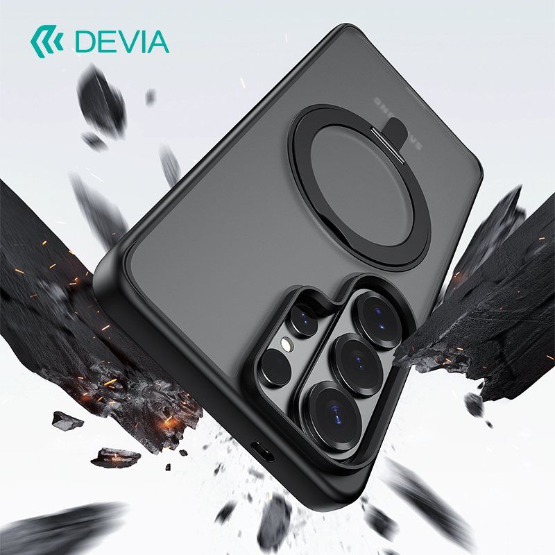 DEVIA Eleguard Series Magnetic Shockproof 360° Rotating Stand Case for Samsung Galaxy S26 Ultra (2026) - Black
