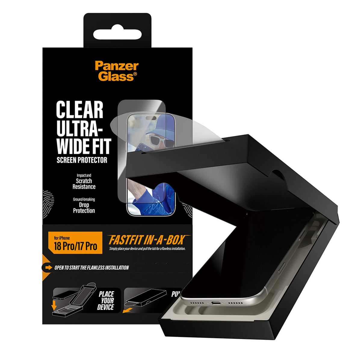 PanzerGlass Screen Protector Ultra-Wide Fit Fastfit In-a-box for iPhone 18/17 Pro Series (2026)