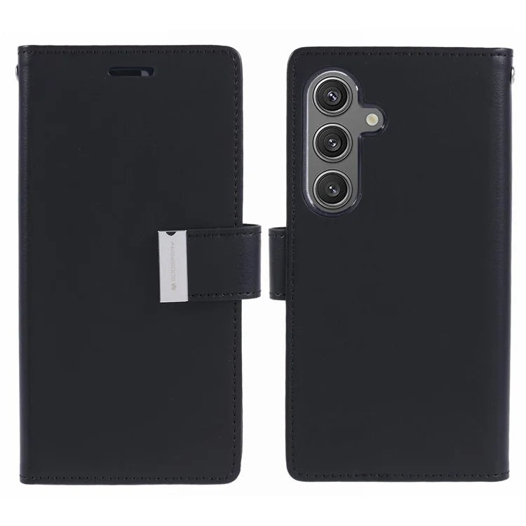Mercury Goospery Rich Diary Practical Wallet Case for Samsung Galaxy S25 Edge (2025) - Black