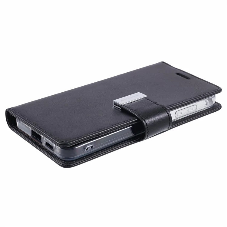 Mercury Goospery Rich Diary Practical Wallet Case for Samsung Galaxy S25 Edge (2025) - Black