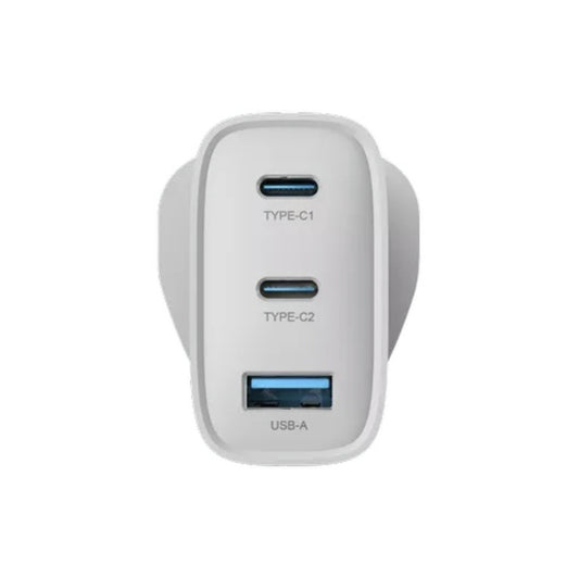 DEVIA Extreme Speed PD 65W A+2C Dynamic GaN Charger UK for Laptops, Tablets and Smartphones - White