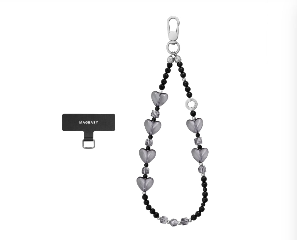 MAGEASY Beaded Wrist Strap + Strap Card Snap Hook (with Strap Card)