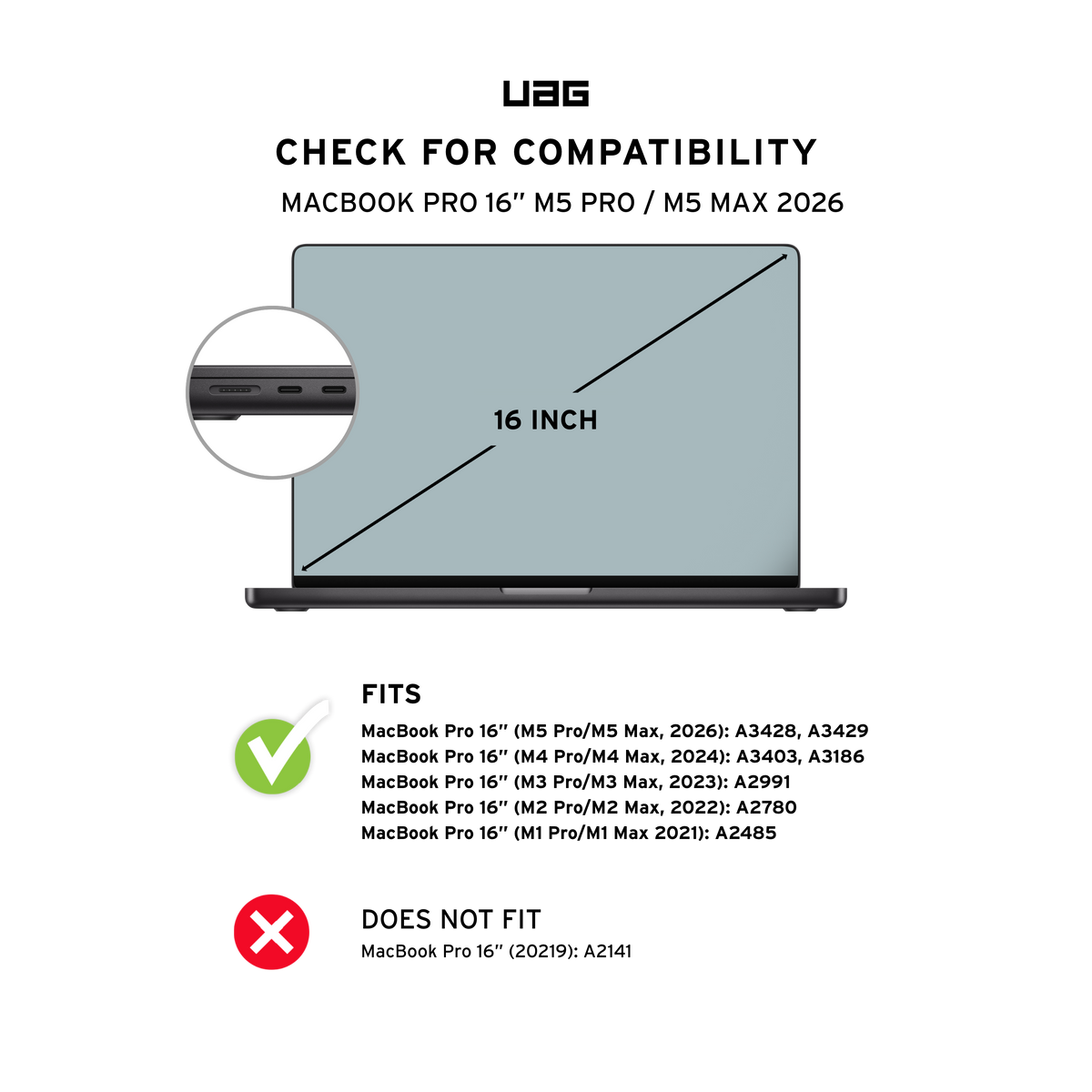 UAG MacBook Pro 16 compatibility chart