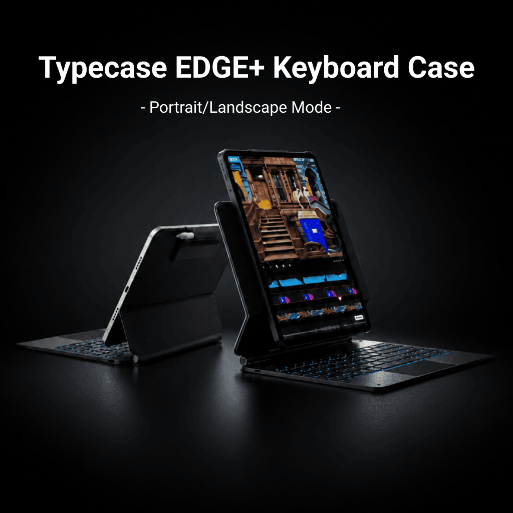 Typecase Edge+ Magnetic Keyboard with Protective Case for iPad Air 13" / iPad Pro 12.9" & 13" - Black