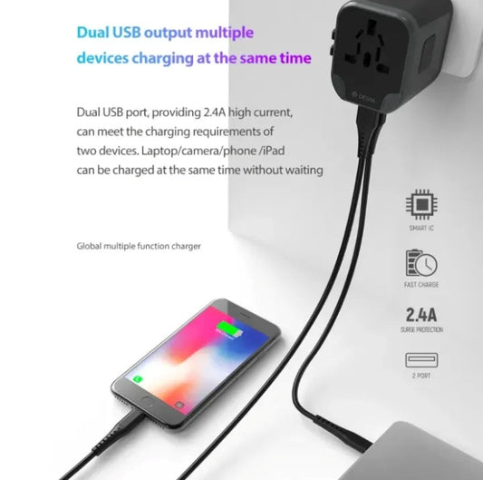 DEVIA Global Multi-function Travel Adapter 30W - Black