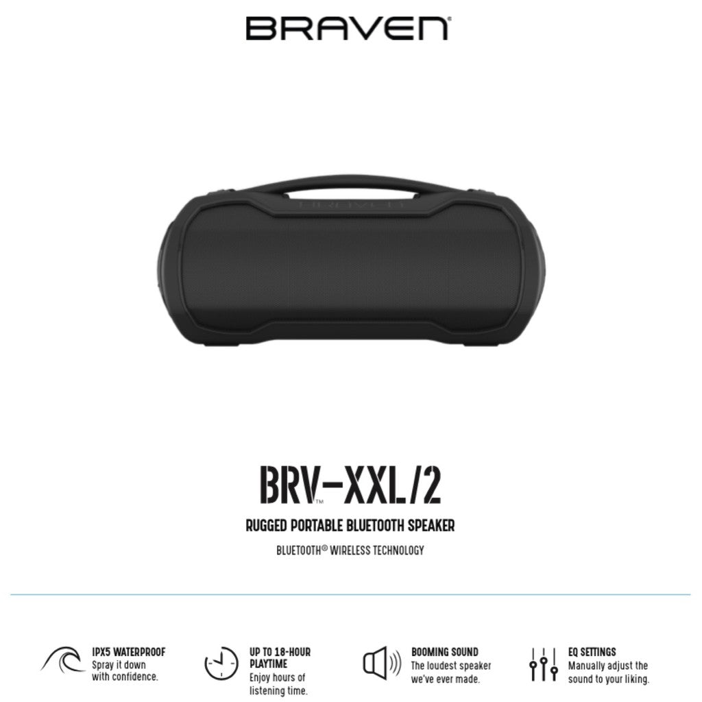 Braven Audio XXL/2 Outdoor Bluetooth Speaker, Black