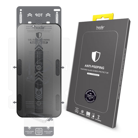 Hoda Anti-Peeper(Privacy) Full Coverage Tempered Glass Screen Protector for iPhone 14 Pro, 14 Pro Max / iPhone 14, 14 Plus / iPhone 13, 13 Pro, 13 Pro Max