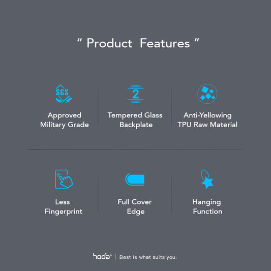 Hoda Crystal Pro Magnet Glass MagSafe Case Military Standard for iPhone 14 Pro, 14 Pro Max / iPhone 14, 14 Plus