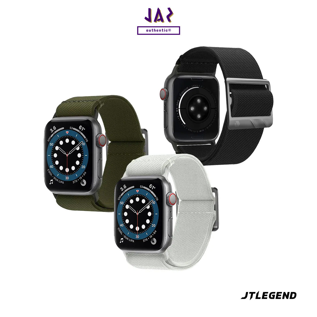 JTLEGEND Flex Elastic Stress Reduction Watch Strap for Apple Watch, Washable Durable Lightweight Easy To Wear Band
