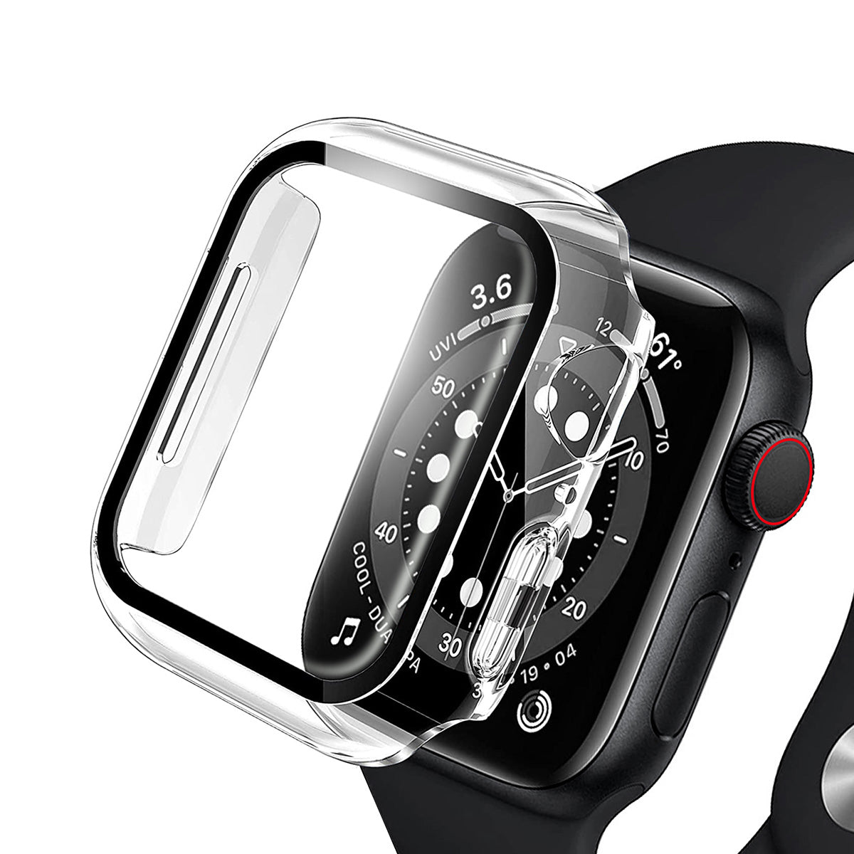 ANANK Full Glass With PC Frame for Apple Watch 44mm, Clear 0.2mm