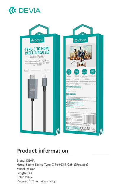 DEVIA Storm Series Type-C to HDMI Cable - Black