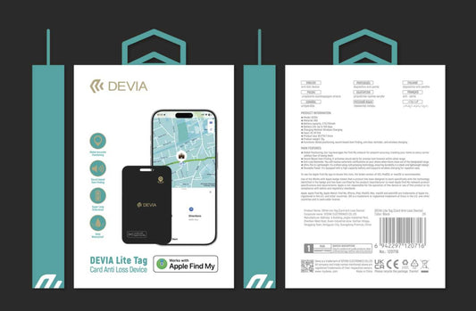 DEVIA Lite Tag Bluetooth Card-Shaped Anti-Loss Device with Wireless Recharging - Black