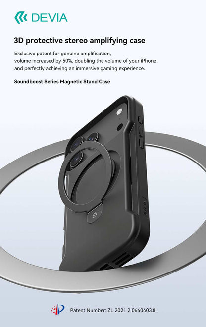 DEVIA Soundboost Series Magnetic Stand Case with MagSafe for iPhone 17 Series (2025) - Black
