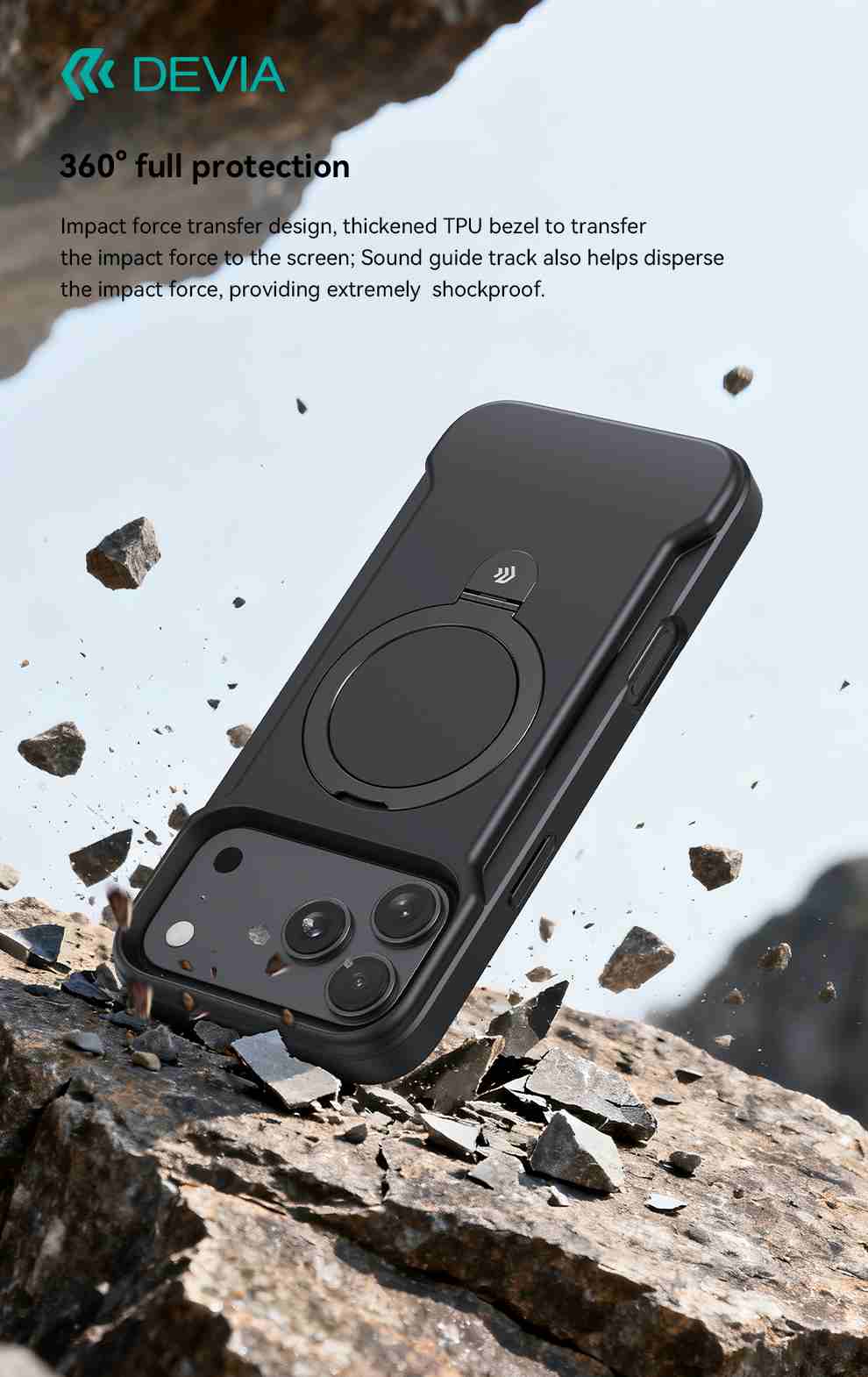 DEVIA Soundboost Series Magnetic Stand Case with MagSafe for iPhone 17 Series (2025) - Black