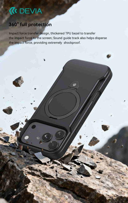 DEVIA Soundboost Series Magnetic Stand Case with MagSafe for iPhone 17 Series (2025) - Black