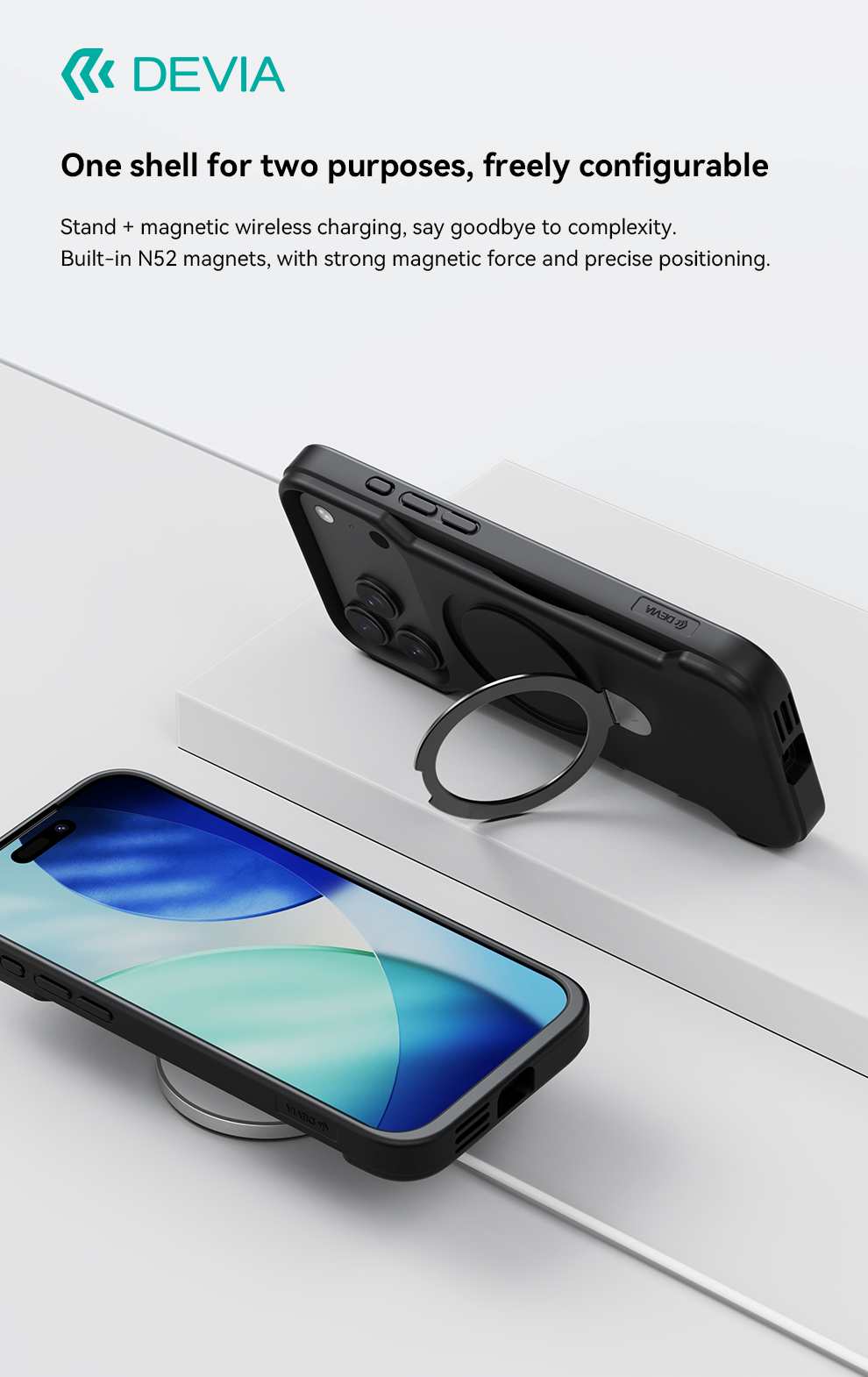 DEVIA Soundboost Series Magnetic Stand Case with MagSafe for iPhone 17 Series (2025) - Black