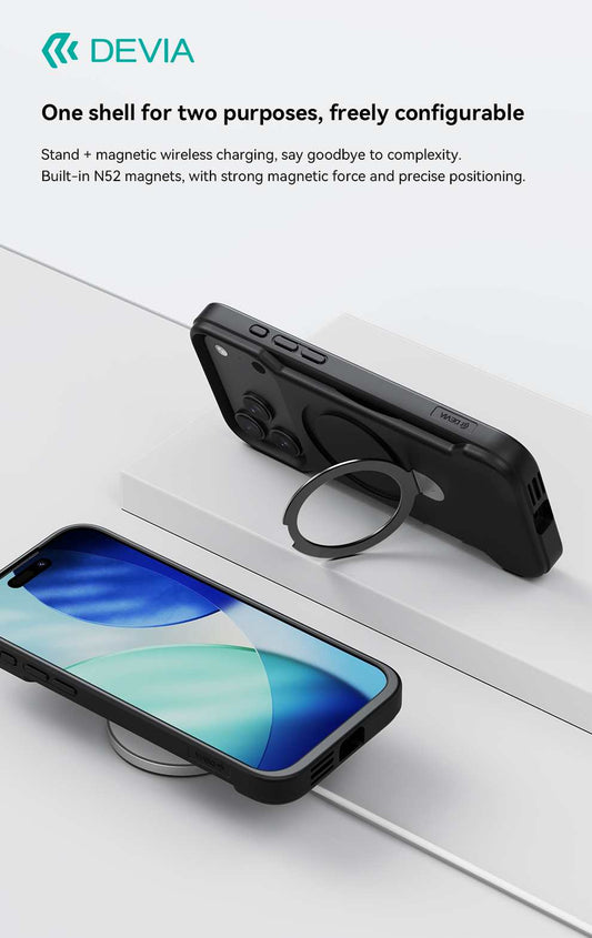 DEVIA Soundboost Series Magnetic Stand Case with MagSafe for iPhone 17 Series (2025) - Black