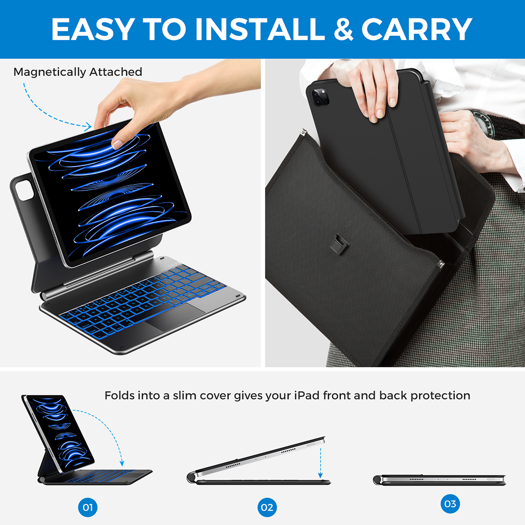 Typecase Edge Magnetic Floating Keyboard Case for iPad A16 / iPad Air / iPad Pro (11" & 13") - Black