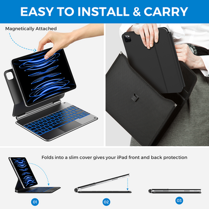 Typecase Edge Magnetic Floating Keyboard Case for iPad A16 / iPad Air / iPad Pro (11" & 13") - Black