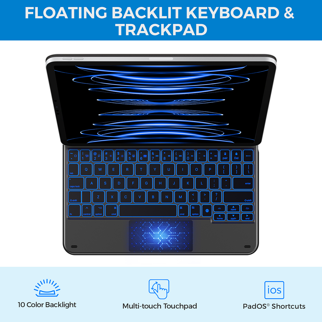 Typecase Edge Magnetic Floating Keyboard Case for iPad A16 / iPad Air / iPad Pro (11" & 13") - Black