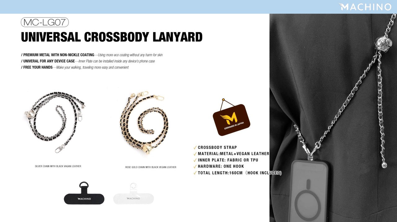 MACHINO Universal Crossbody Lanyard Metal+Vegan Leather 160CM (MC-LG07)