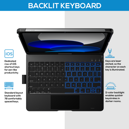 Typecase Flexbook Touch Keyboard Case for iPad A16 / iPad Air / iPad Pro (11" & 13") - Black
