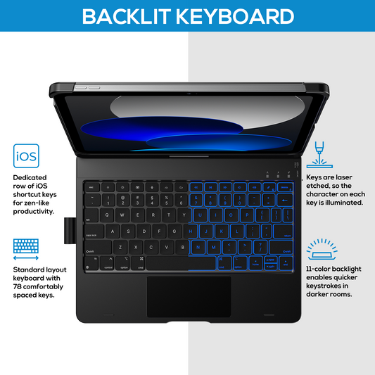 Typecase Flexbook Touch Keyboard Case for iPad A16 / iPad Air / iPad Pro (11" & 13") - Black