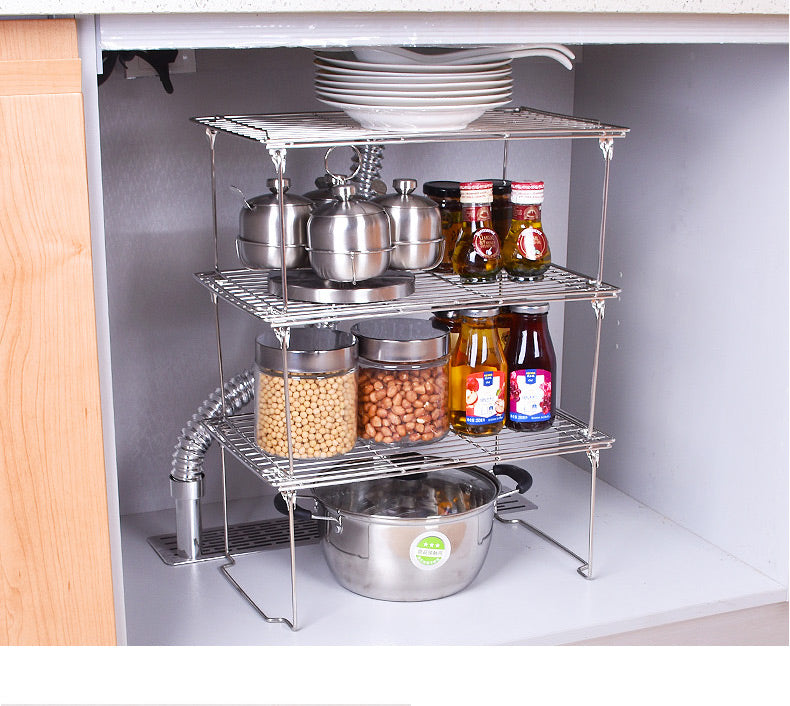 Komass Movable Multifunction Arrangement Stand, Stainless Steel Stackable Rack (Length 41CM X Width 25CM X Height 18CM)