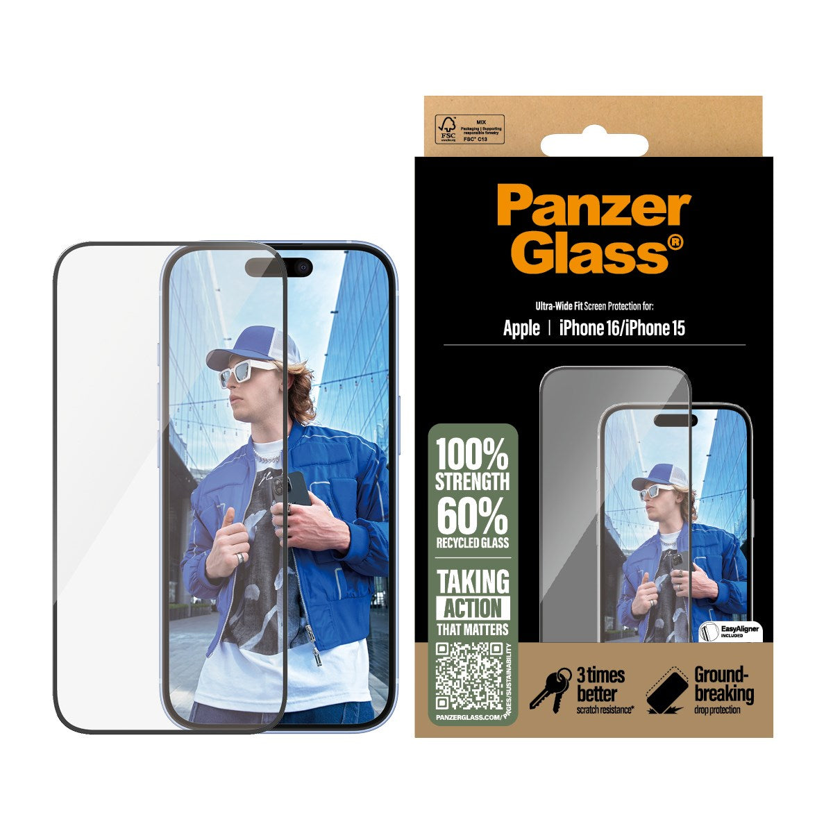 PanzerGlass Ultra-Wide Fit Screen Protector for iPhone 16 Series (2024)