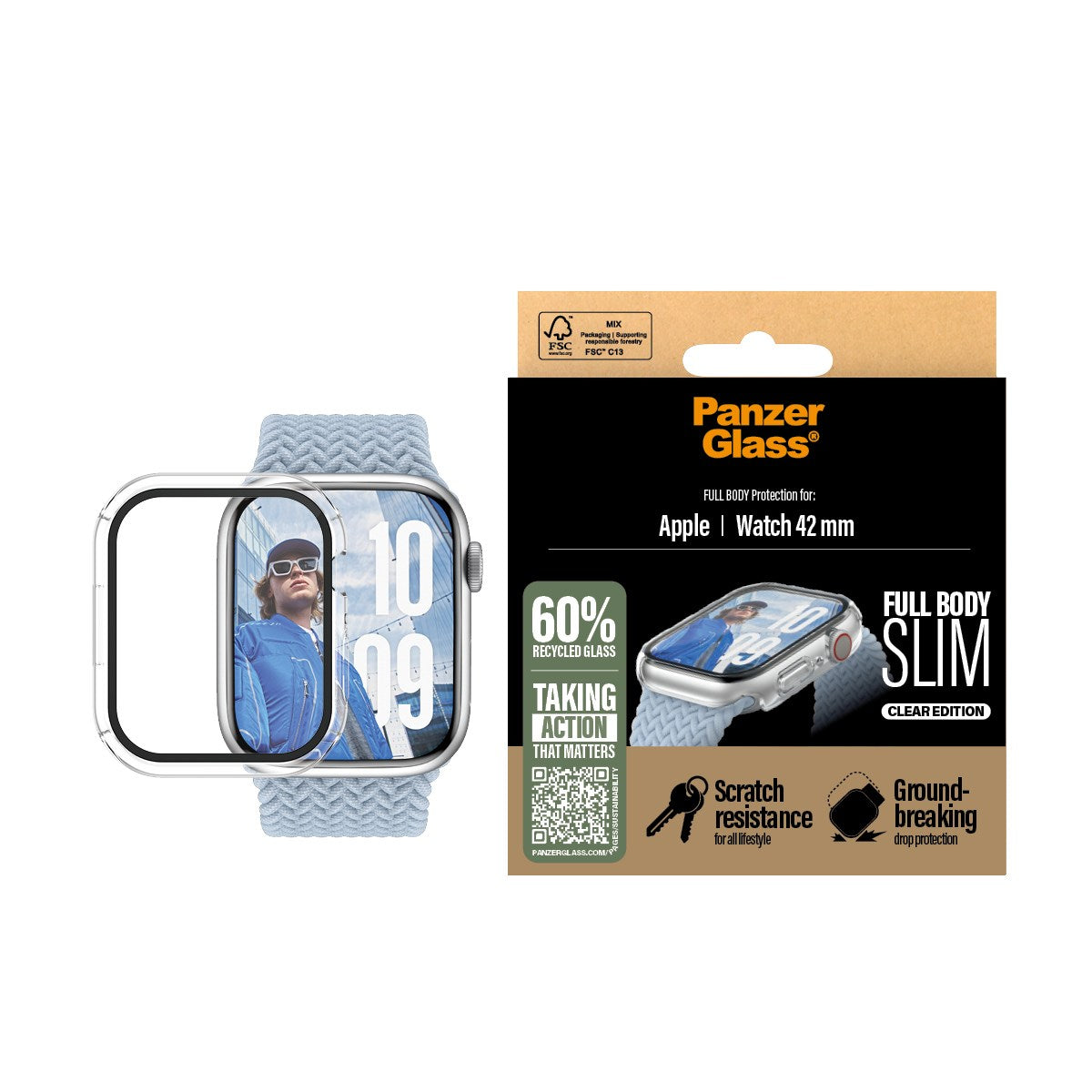 PanzerGlass Full Body Slim Case for Apple Watch Series 11/10 (2025/2024) - Transparent