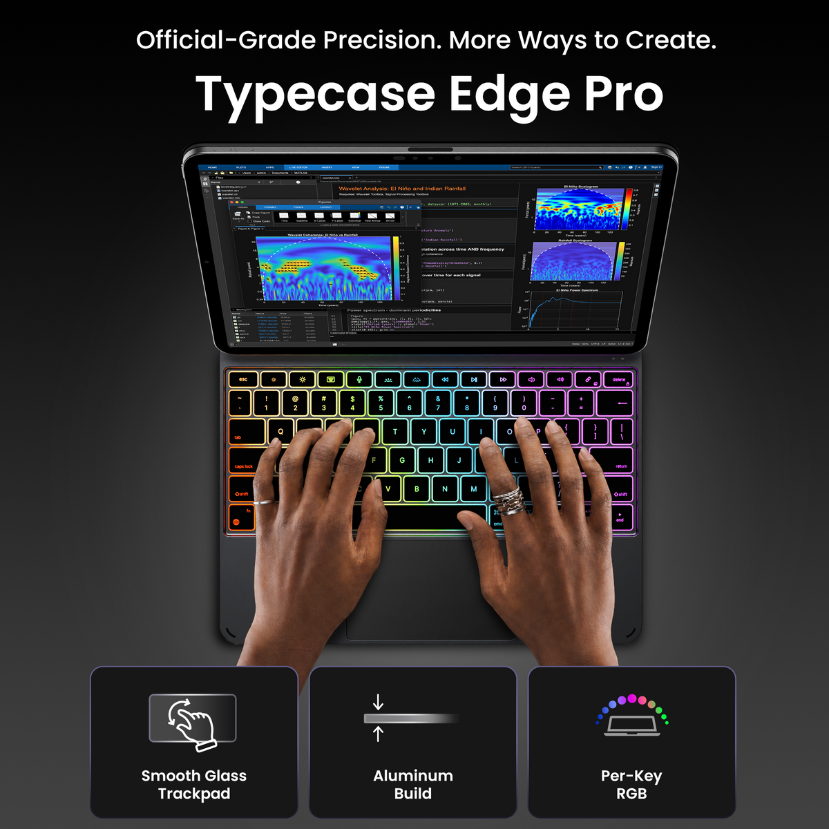 Typecase Edge Pro RGB Aluminum Keyboard Case for iPad Air / iPad Pro (11" & 13") - Space Black