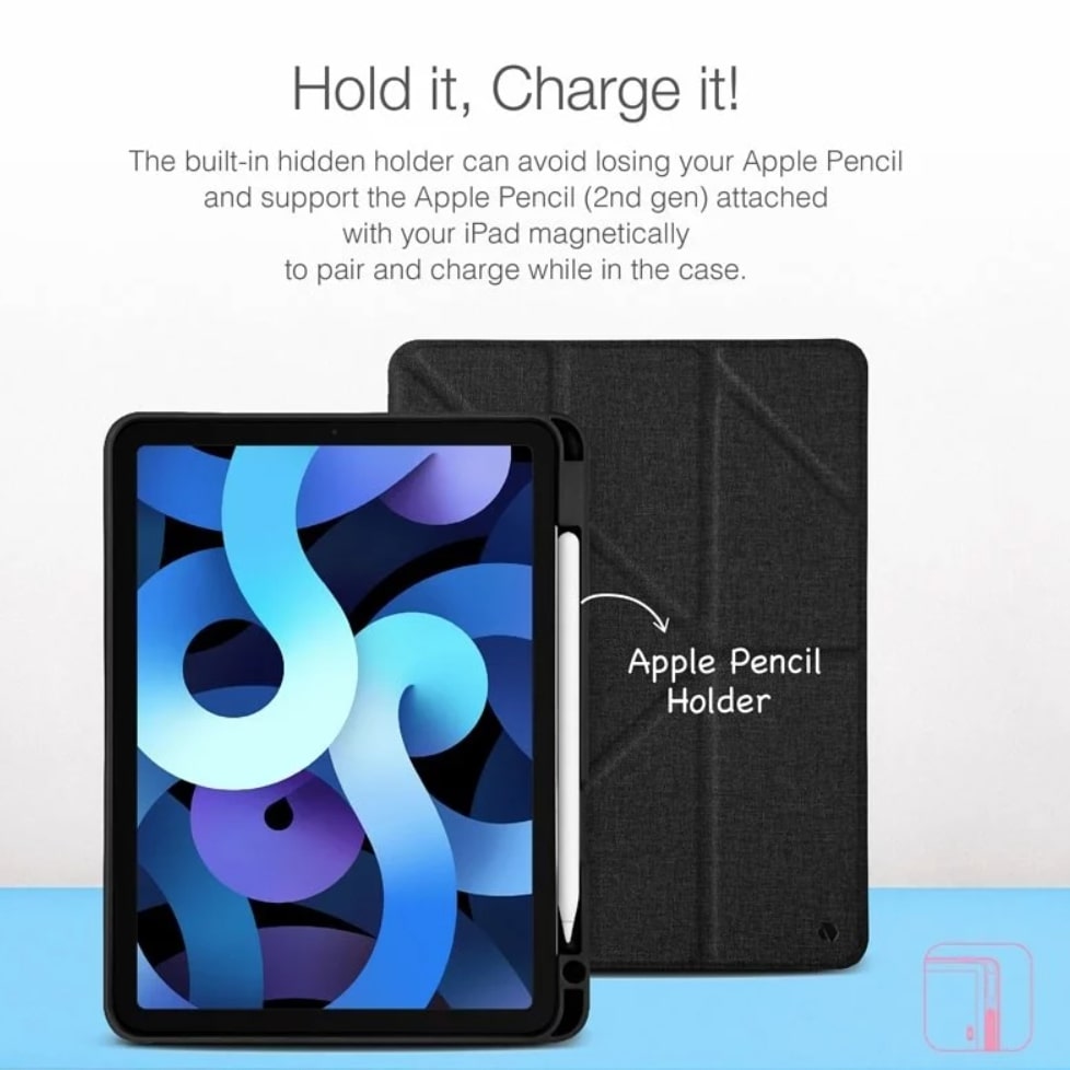 Power Support Air Jacket Folio Case with Pencil Holder for iPad Air 11" (2024/2025)/iPad Air 10.9" (2022/2020) - Grey