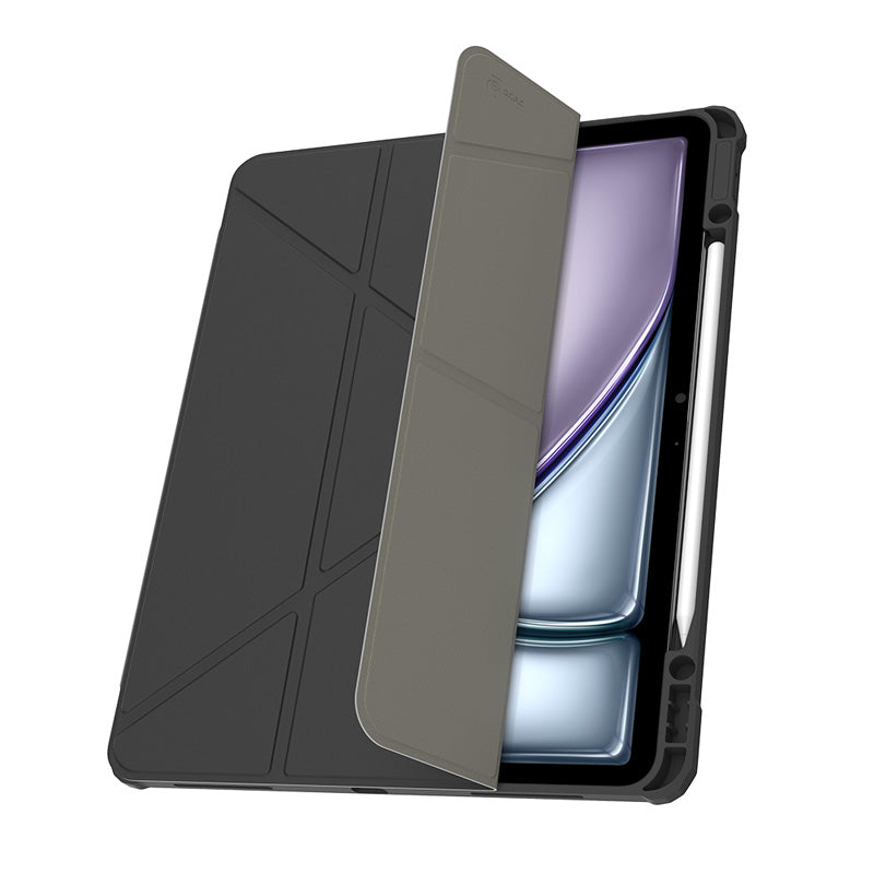 JTLEGEND Youth Q.C.A.C. Clear Magnetic Stand Case with Pencil Slot for iPad Air 13" (2024/2025)/iPad Pro 12.9" (2020-2022) - Jet Black