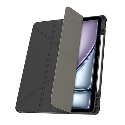 JTLEGEND Youth Q.C.A.C. Clear Magnetic Stand Case with Pencil Slot for iPad Air 13" (2024/2025)/iPad Pro 12.9" (2020-2022) - Jet Black