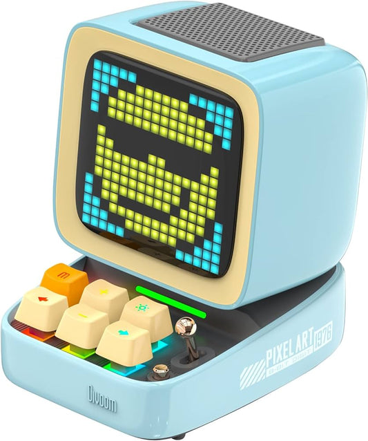 Divoom Ditoo Pixel Art Gaming Portable Bluetooth Speaker With App Controlled, A Smart Alarm Blue