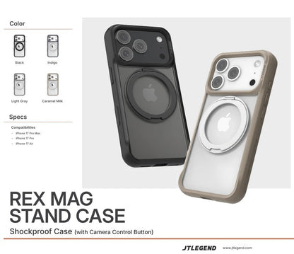 JTLEGEND Rex Mag Stand Case with MagSafe for Apple iPhone 17 Series (2025) (with Camera Control Button)