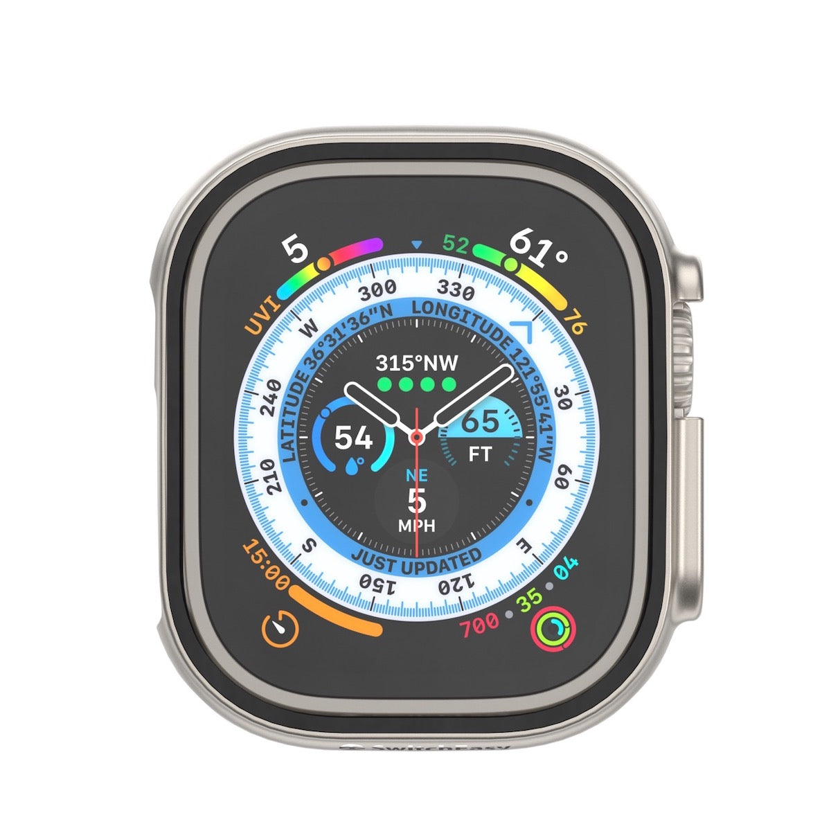 SwitchEasy Hybrid Protective PC Case + Tempered Glass 360 Protection for Apple Watch Ultra 49mm (Watch not Included)