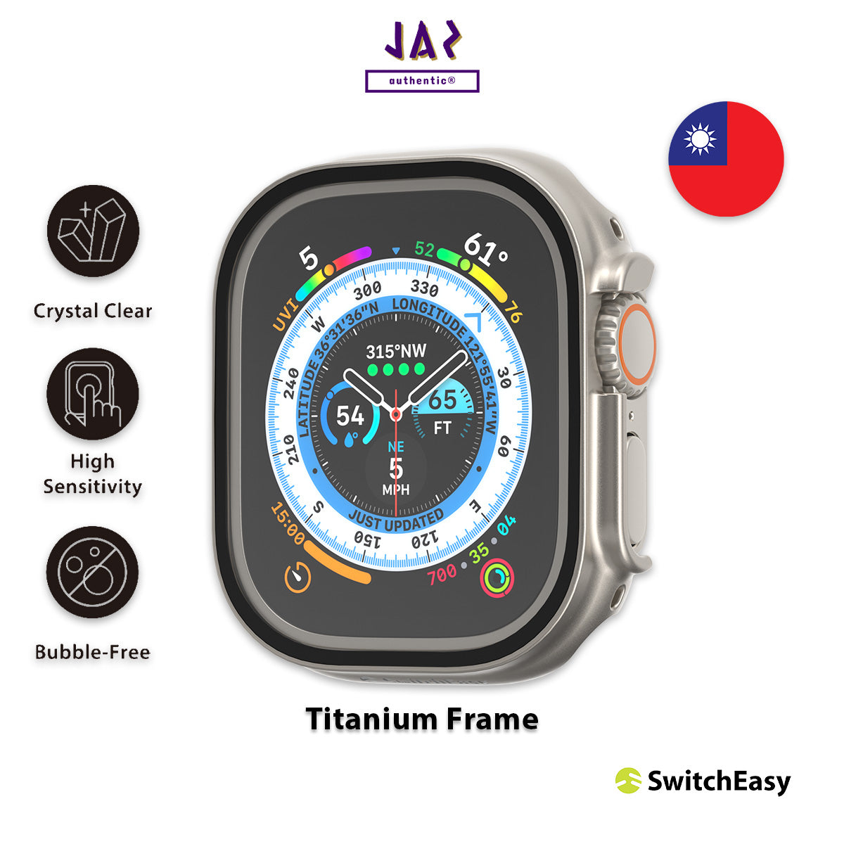 SwitchEasy Hybrid Protective PC Case + Tempered Glass 360 Protection for Apple Watch Ultra 49mm (Watch not Included)