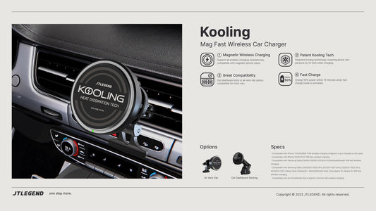 JTLEGEND Kooling Mag Fast Wireless Car Charger