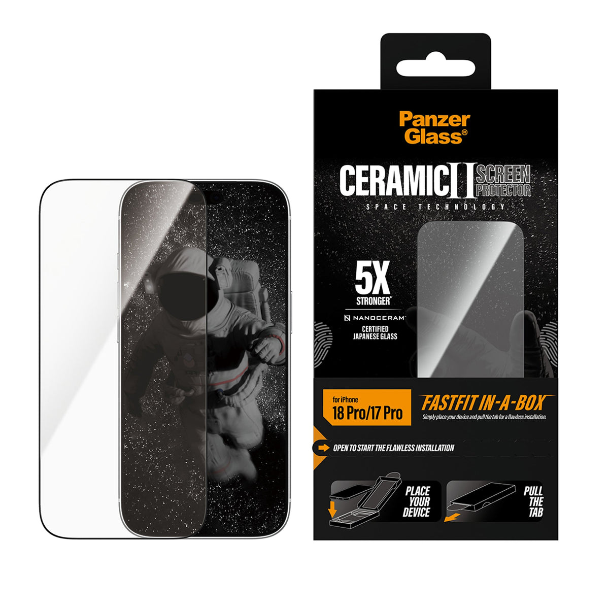 PanzerGlass Ceramic Screen Protector with Fastfit In-a-box for iPhone 18/17 Pro Series (2026)