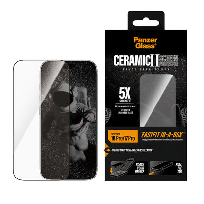 PanzerGlass Ceramic Screen Protector with Fastfit In-a-box for iPhone 18/17 Pro Series (2026)