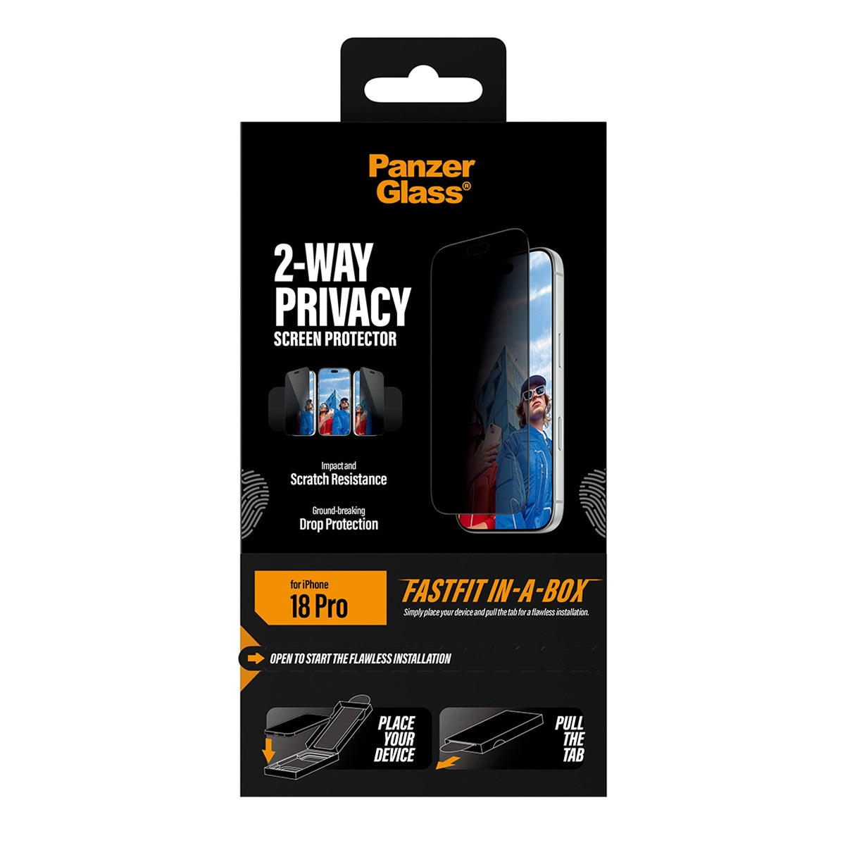 PanzerGlass 2-Way Privacy Screen Protector Ultra-Wide Fit Fastfit In-a-box