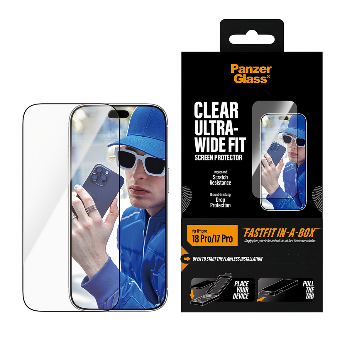 PanzerGlass Screen Protector Ultra-Wide Fit Fastfit In-a-box for iPhone 18/17 Pro Series (2026)