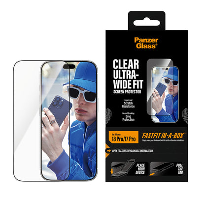 PanzerGlass Screen Protector Ultra-Wide Fit Fastfit In-a-box for iPhone 18/17 Pro Series (2026)