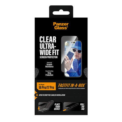 PanzerGlass Screen Protector Ultra-Wide Fit Fastfit In-a-box for iPhone 18/17 Pro Series (2026)
